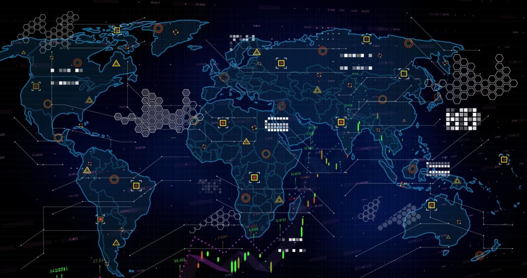Global Data Network Overlay on World Map
