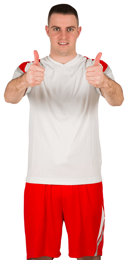 Enthusiastic Football Player Giving Thumbs Up Transparent Background