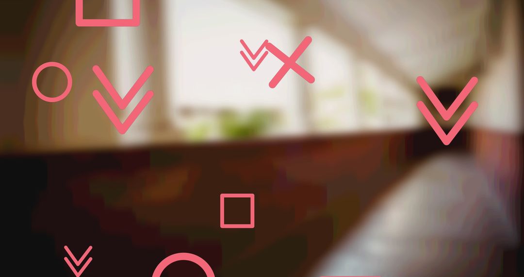 Abstract Digital Overlay of Pink Shapes on Blurry Background