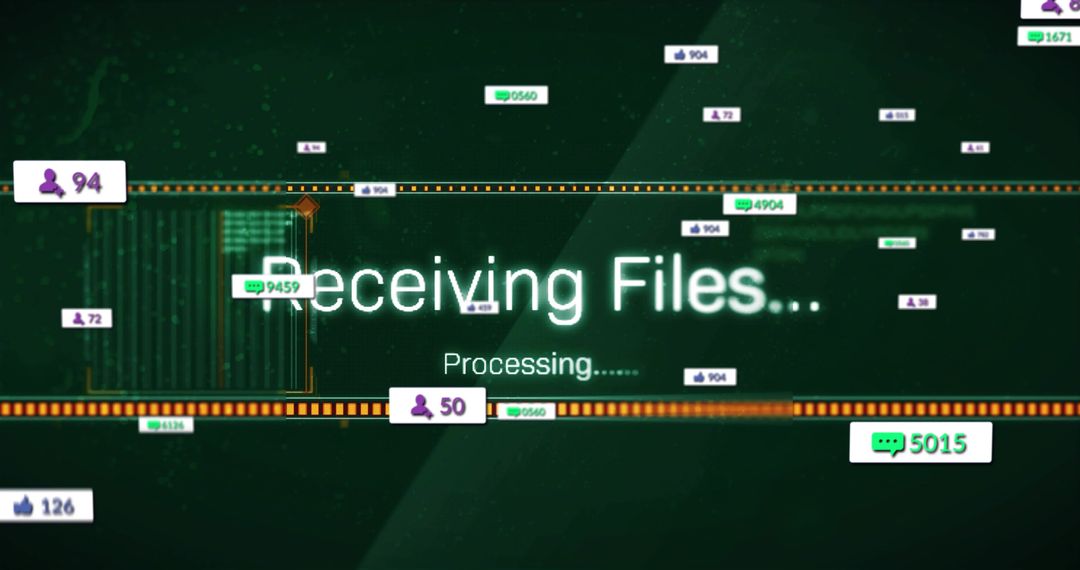 Receiving Files Processing UI Showing Real-Time Data Transfer, Network Metrics and Live Counters