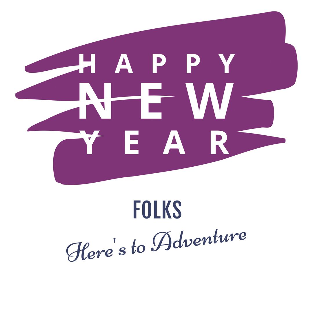 Happy New Year Text Over Purple Brushstroke