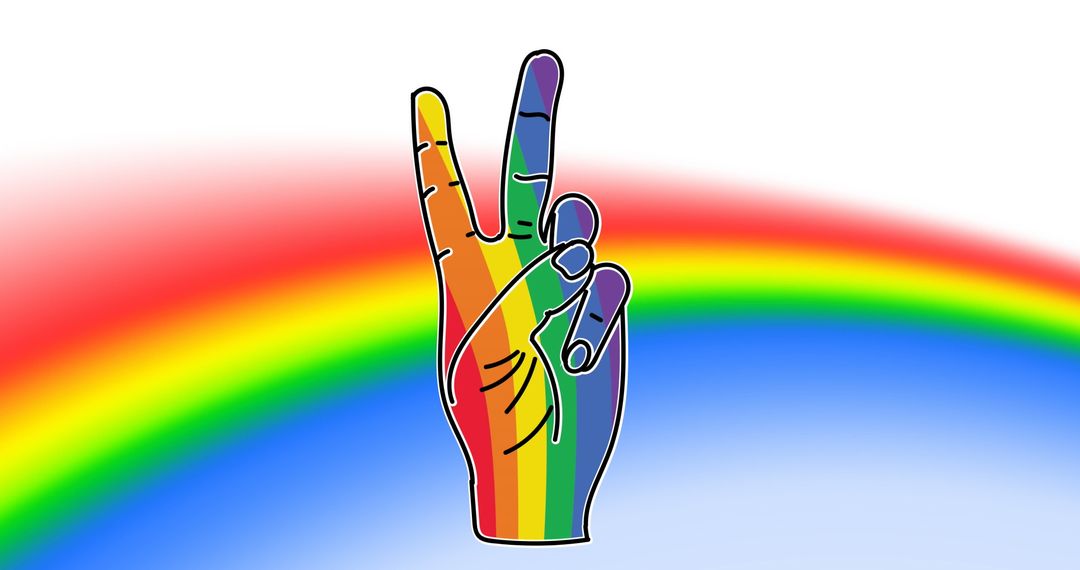 Rainbow Hand Signing Peace Against Colorful Background - Free Images, Stock Photos and Pictures on Pikwizard.com