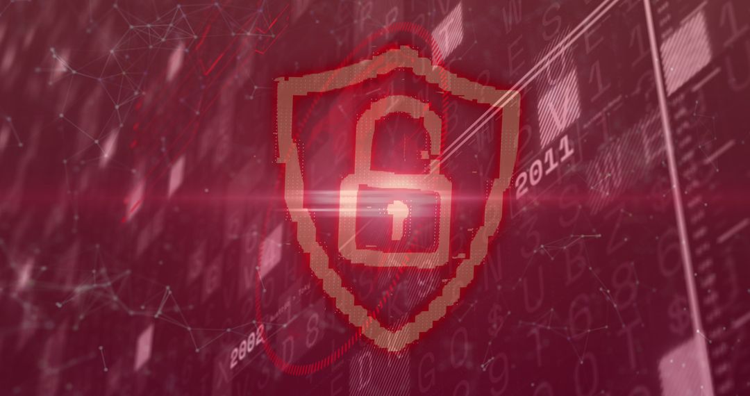 Cybersecurity Symbol Overlaying Digital Financial Data