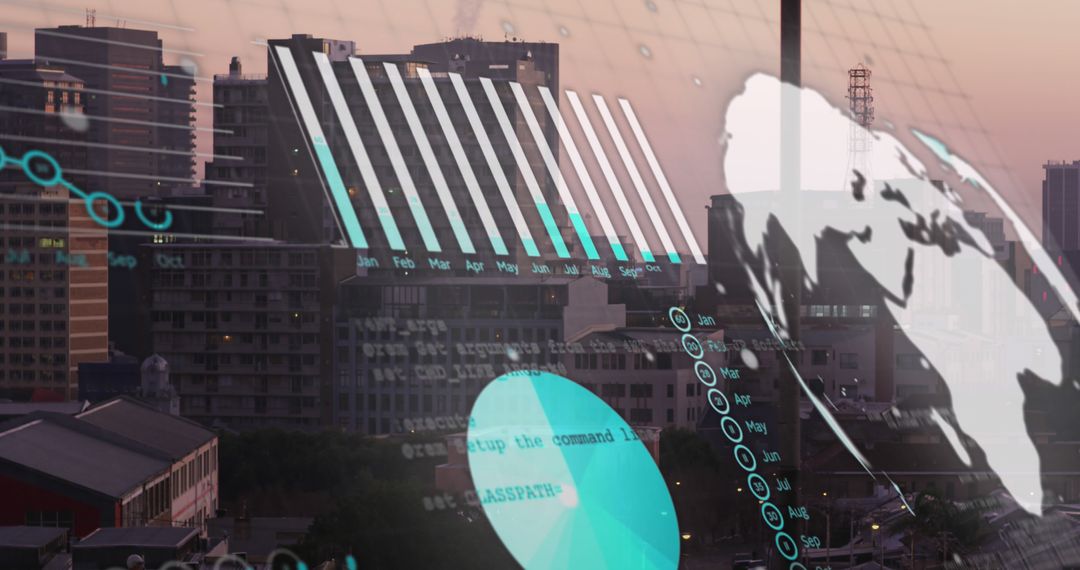 Global Financial Data Over Urban Skyline