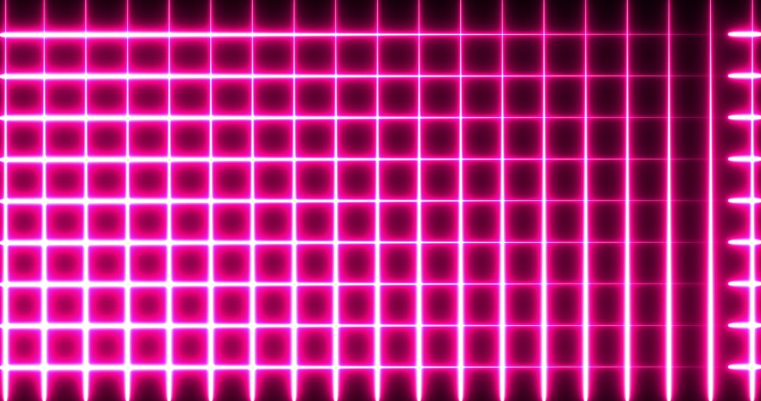 Glowing Neon Red Grid on Black Background Art