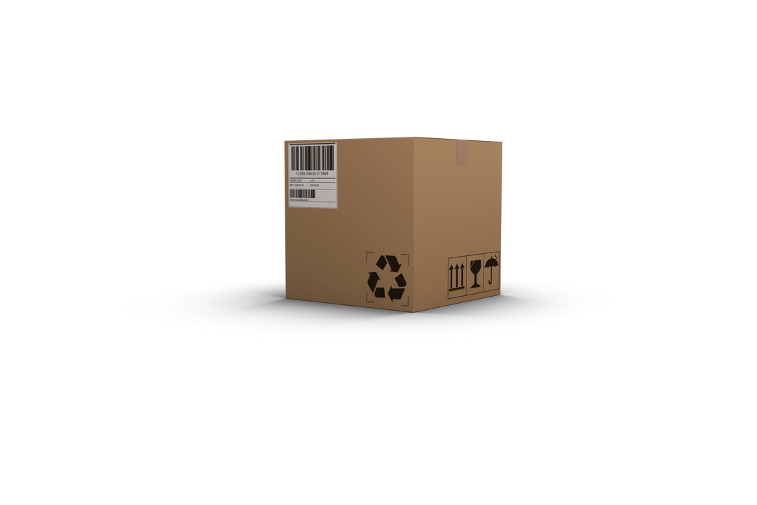 Transparent 3D Image of Brown Cardboard Parcel with Shipping Labels - Download Free Stock Images Pikwizard.com