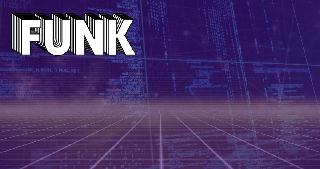 Futuristic 'FUNK' Text Aesthetic with Digital Interface Graphics