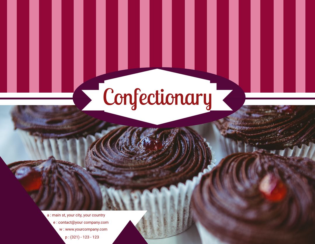 Chocolate Cupcakes with Vibrant Striped Background