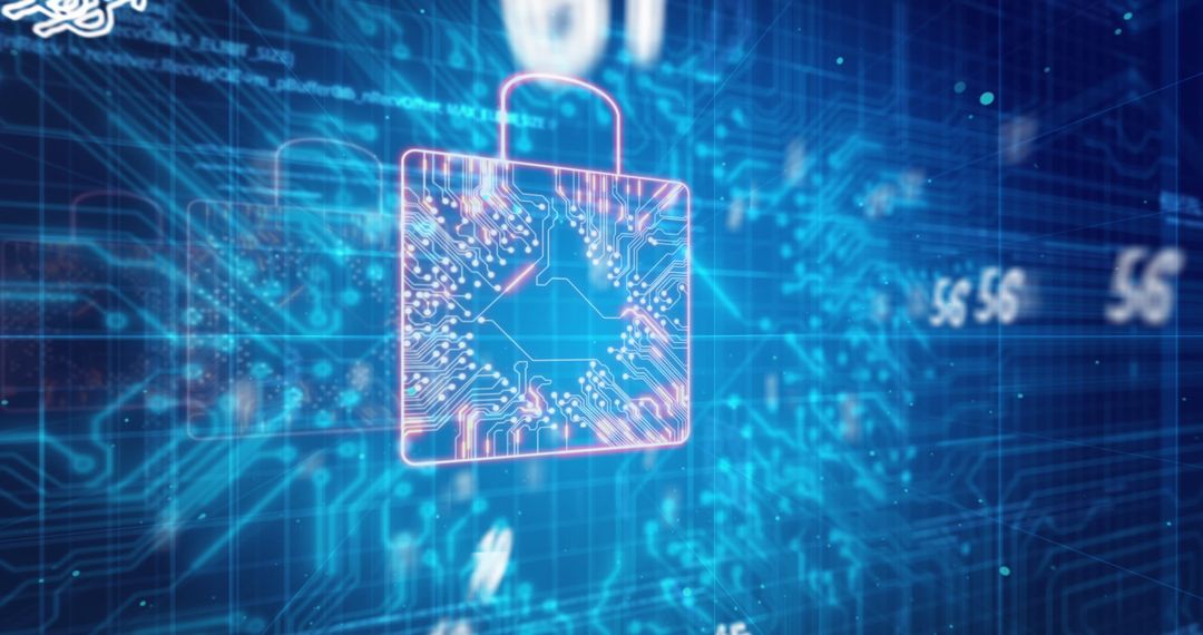 Digital Padlock Over Circuit Background Representing Cybersecurity