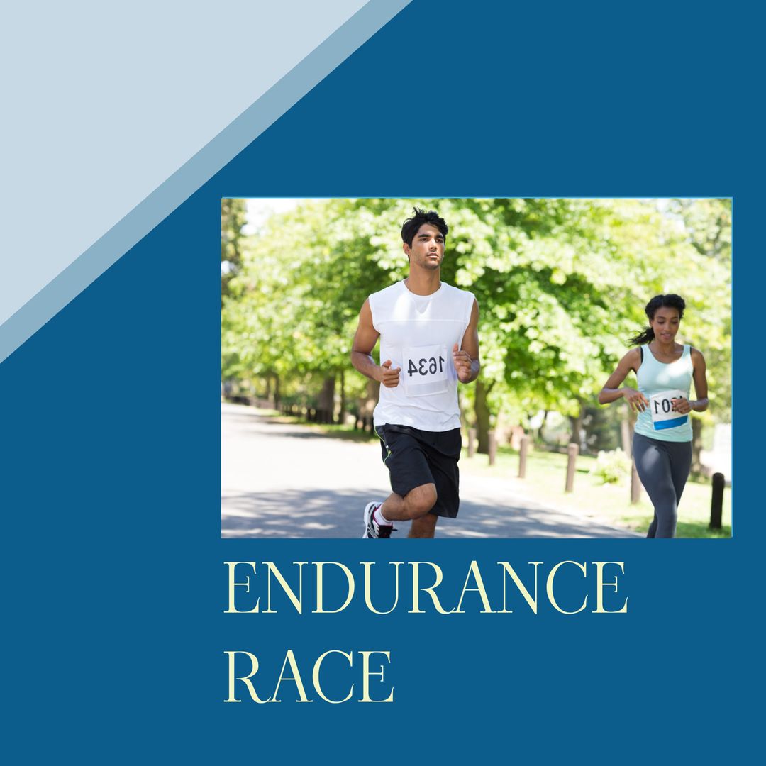 Diverse People Running in Endurance Race with Blue Design - Download Free Stock Templates Pikwizard.com