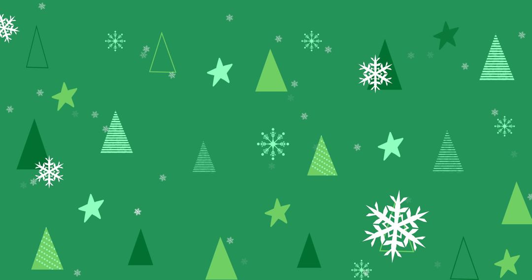 Green Christmas Tree Pattern with Snowflakes and Stars