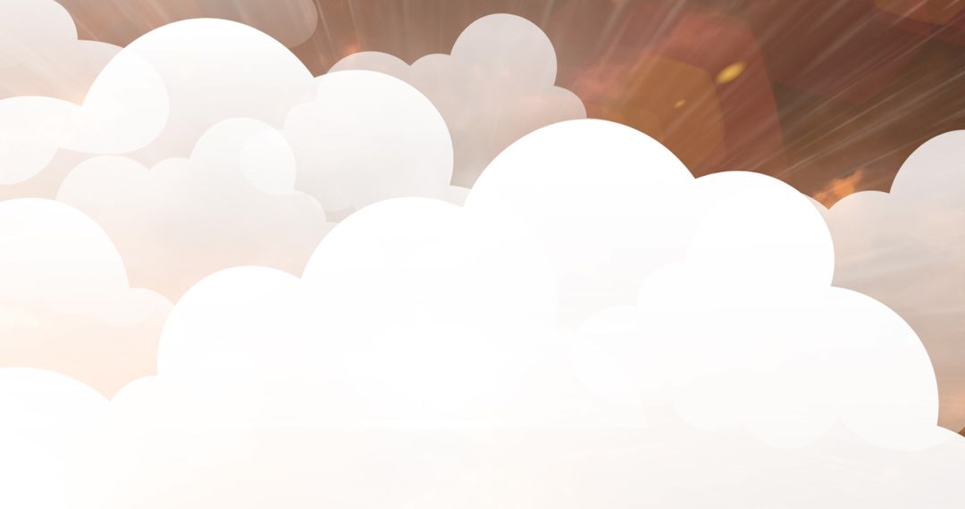 Bird Icon with Clouds and Radiant Light Trails