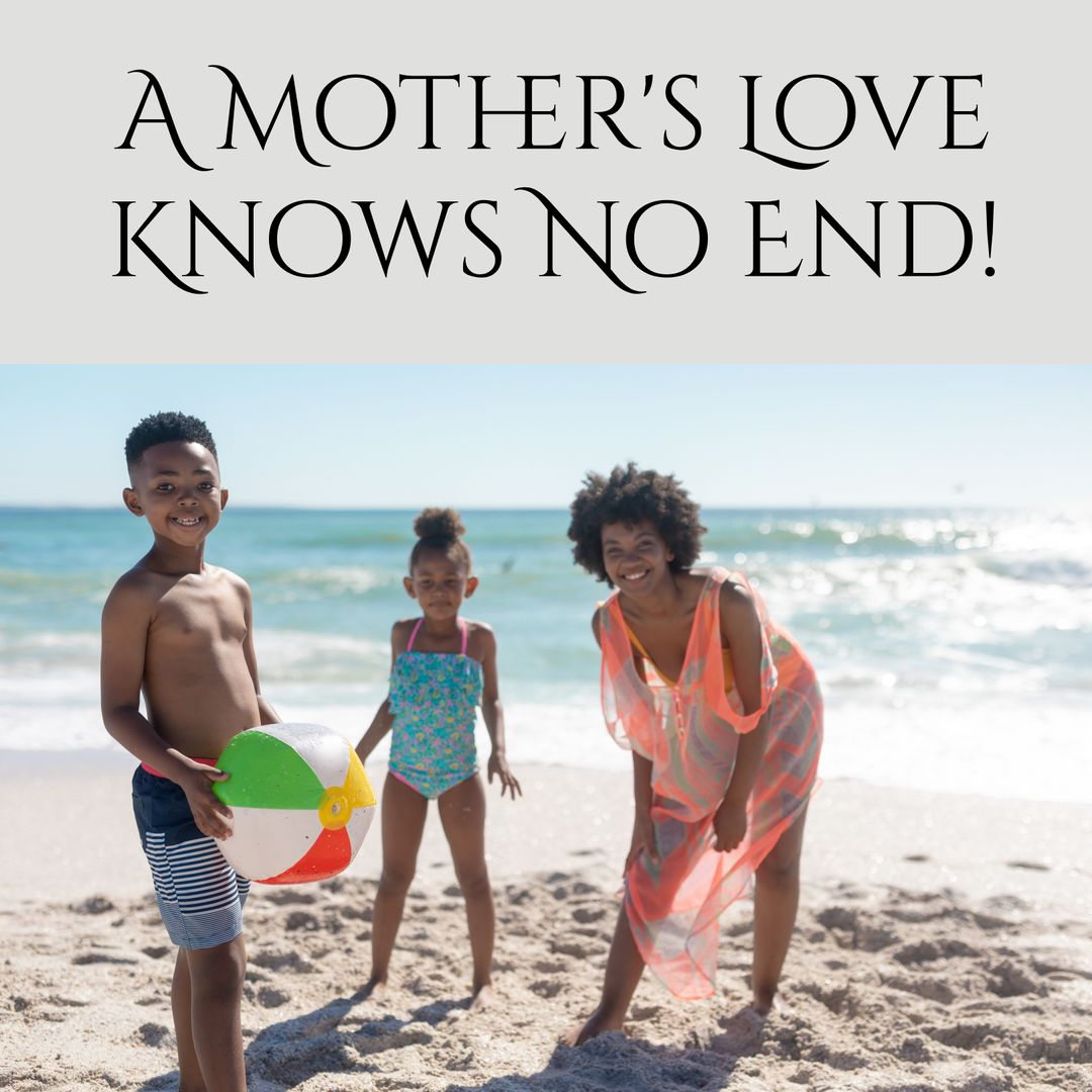 Joyful Family Vacation on Sunny Beach with Message