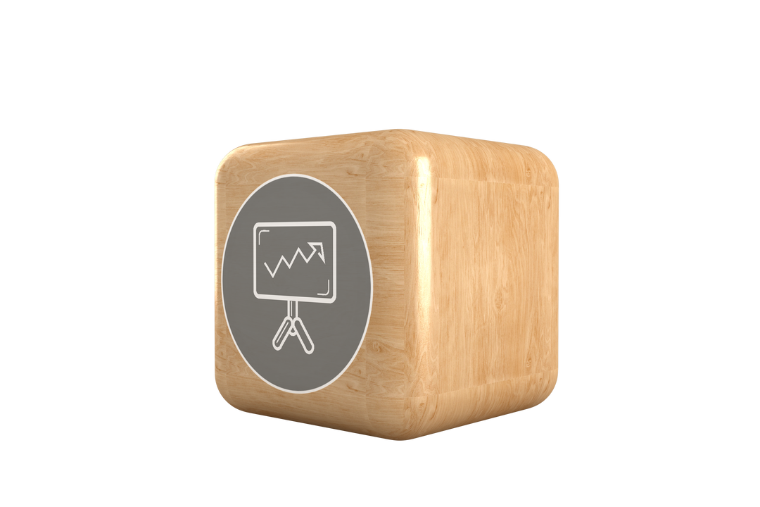 Transparent Wooden Cube with Rising Graph Line Chart Icon - Download Free Stock Images Pikwizard.com