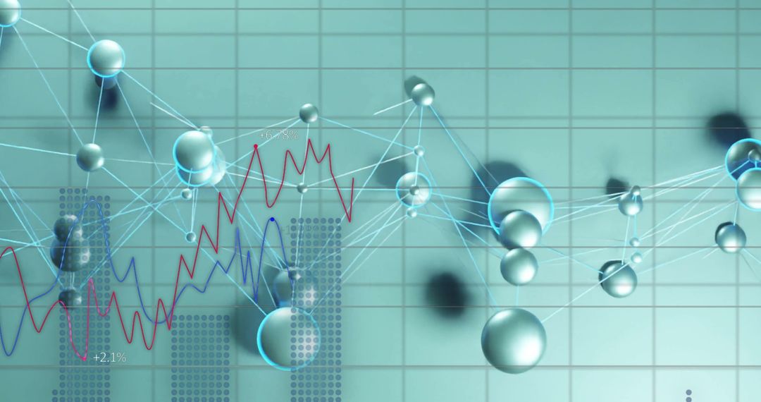 Data Network with Financial Diagrams on Abstract Background