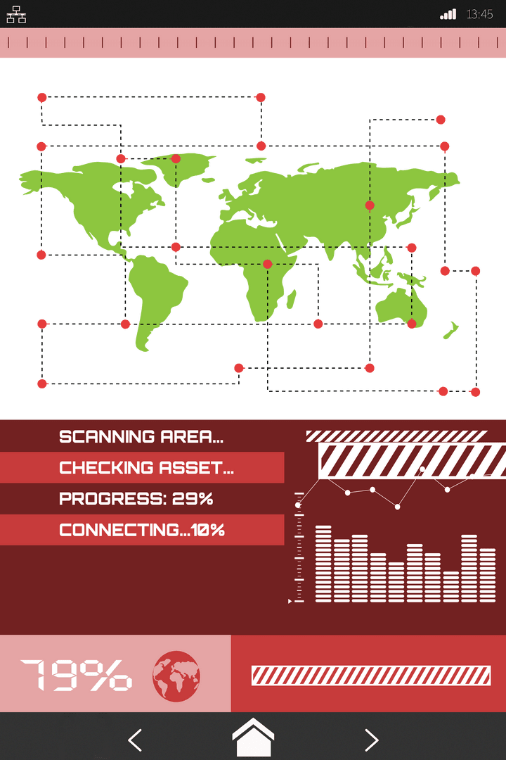 Digital Interface with World Map on Transparent Background