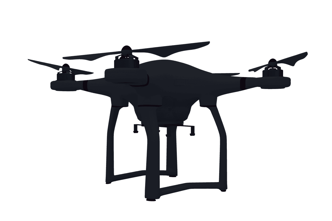 Transparent White Drone Rotating Over Clear Background