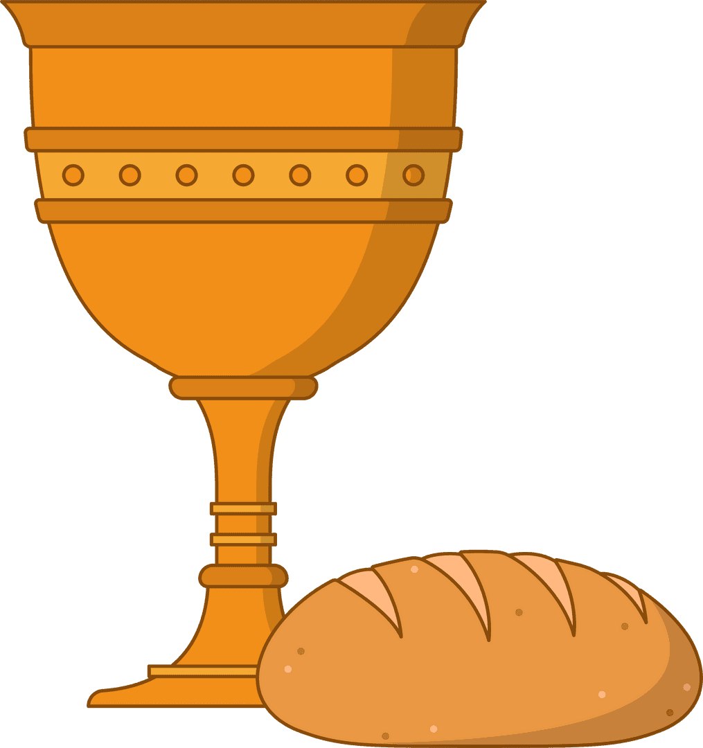 Transparent Golden Chalice with Loaf of Bread for Ceremony