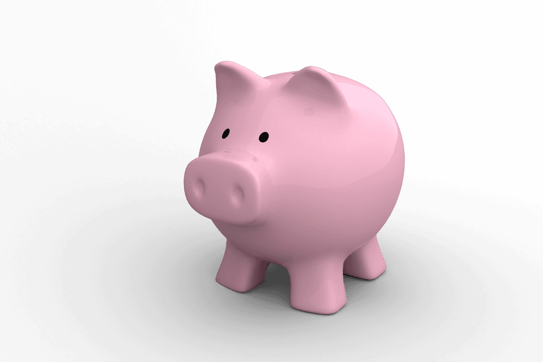 Transparent Pink Piggy Bank on Clear Background Concept