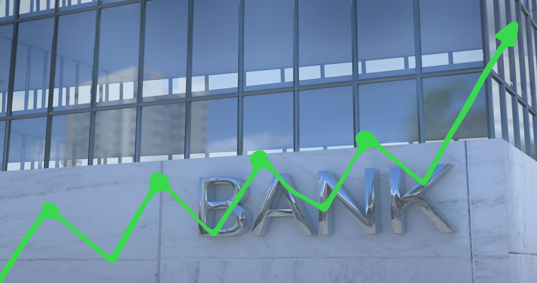 Bank Building with Financial Growth Chart Overlay Concept