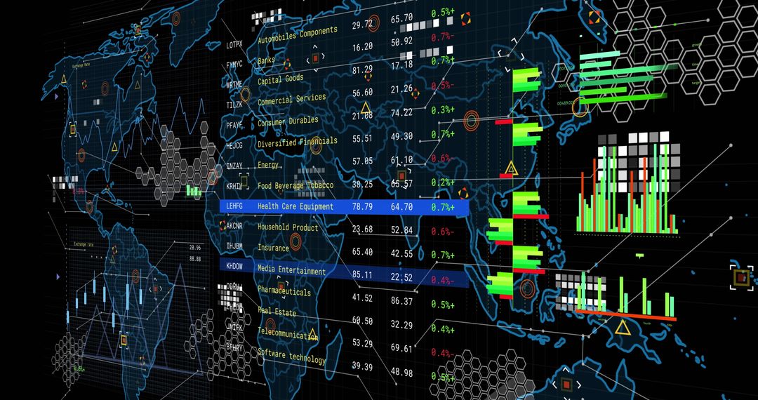 Global Financial Data Analysis on Digital Screen Interface