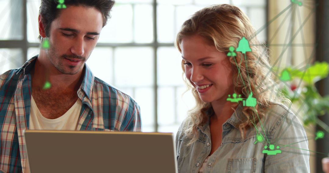 Collaborative Team Engaging with Digital Network Interface