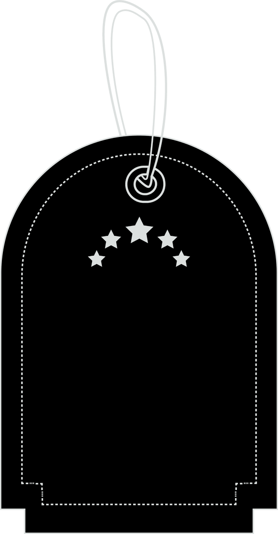 Black Gift Tag with Stars on Transparent Background