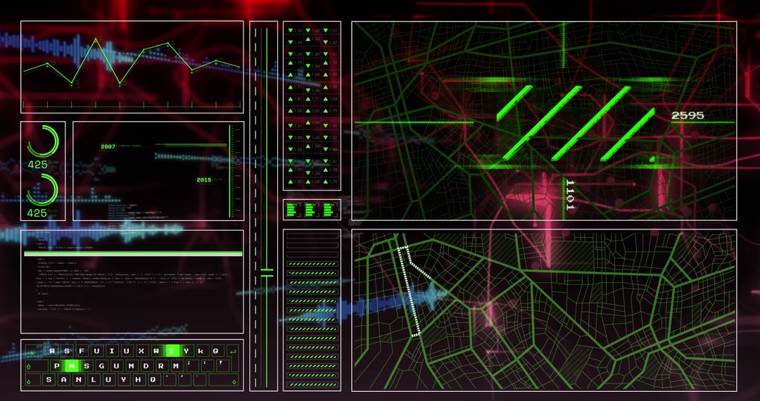 Futuristic Digital Interface with Technological Data Visualization