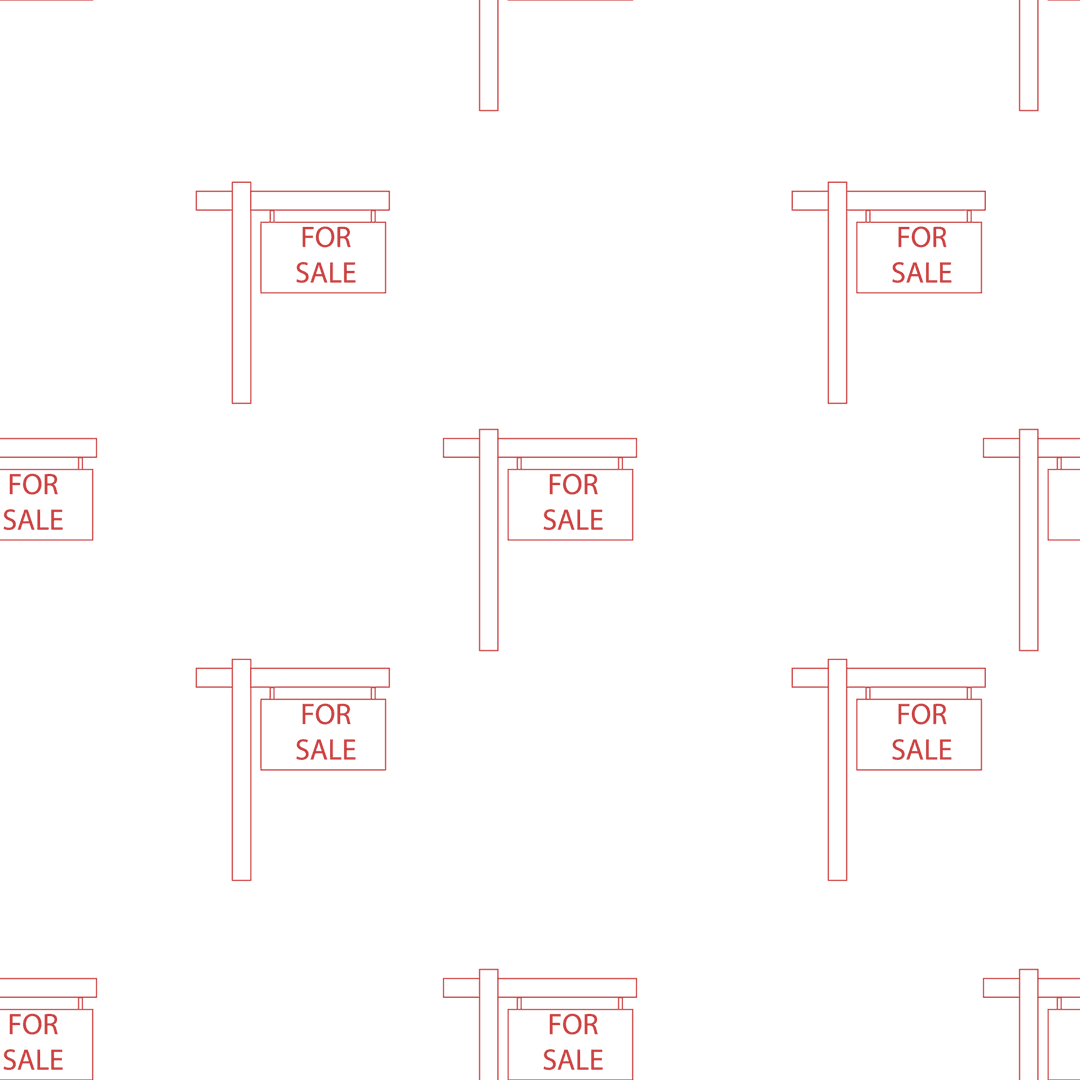 Transparent Realty For Sale Signs on Repeated Pattern Background