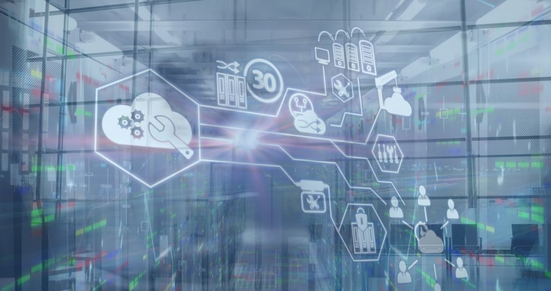 Futuristic Financial Data Processing with Transparent Display Screen