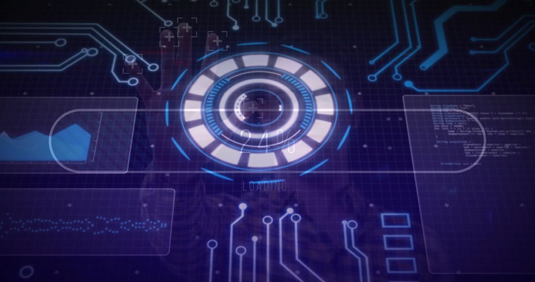 Futuristic Cyberpunk UI with Circular Loading Interface