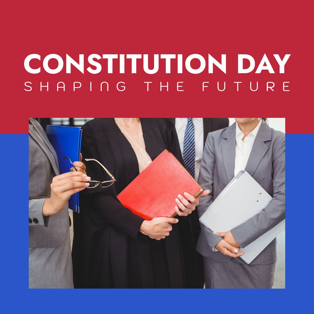 Diverse Group of Lawyers Holding Documents Celebrating Constitution Day