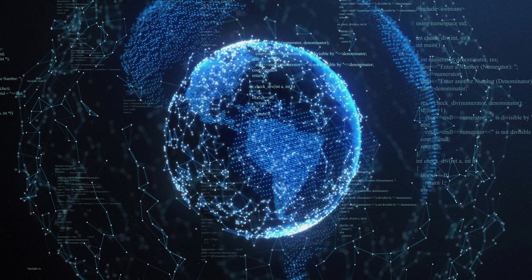 Digital Global Network Connections over Blue Earth