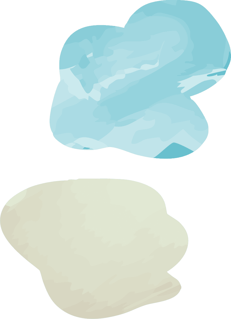 Floating Abstract Brushstroke Forms on Transparent Background