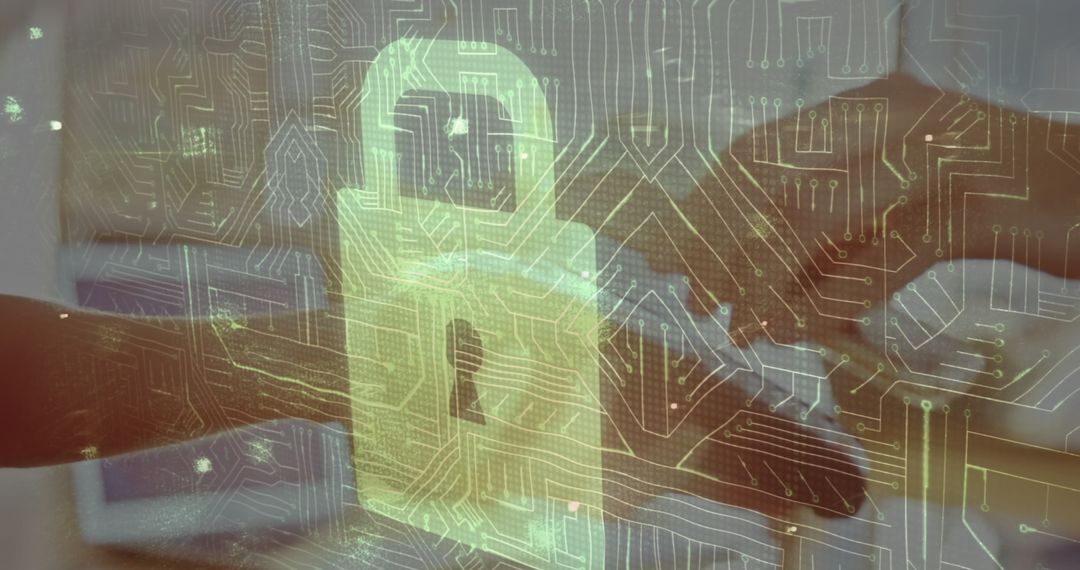Digital Security Concept with Transparent Circuit Lock Overlay