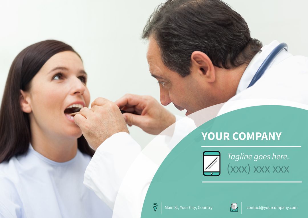 Dentist Examining Patient Promoting Dental Healthcare Services