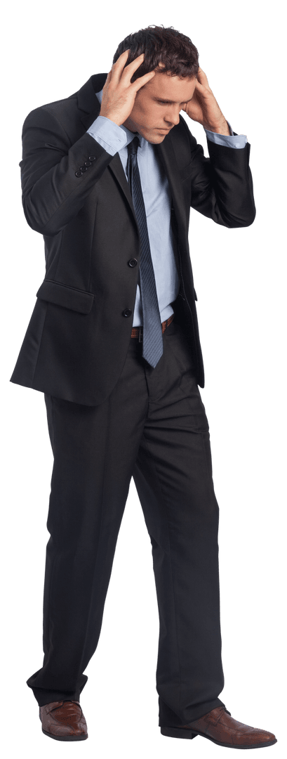 Transparent Businessman Stressed Holding Head Frustrated Expression