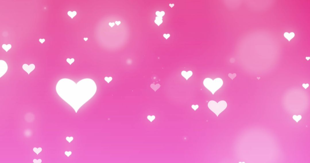 Floating White Hearts on Pink Background