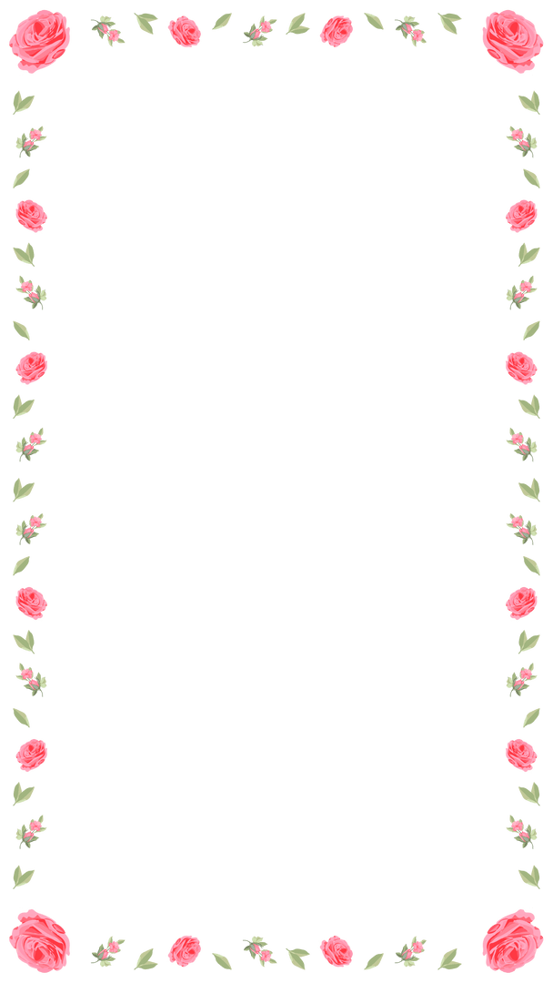 Elegant Floral Border with Pink Roses on Transparent Frame