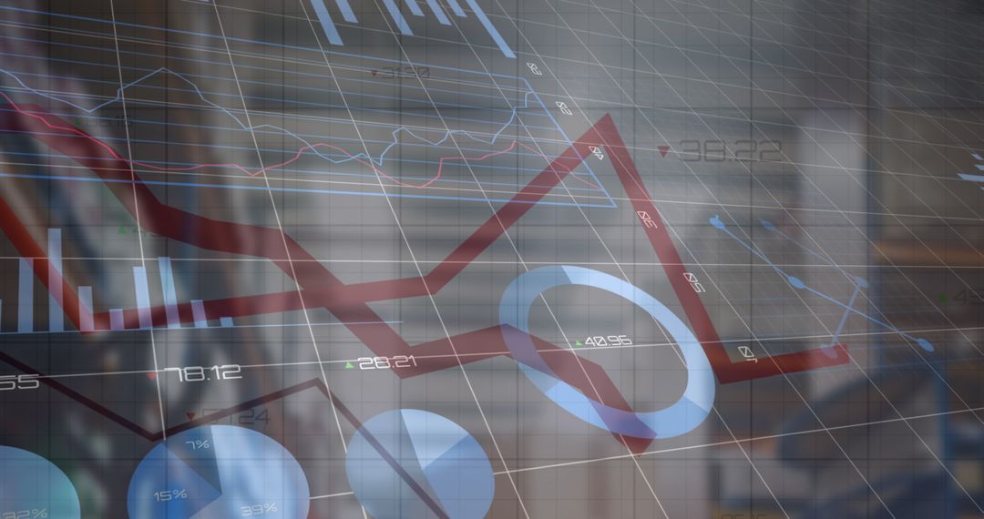 Digital Financial Graphs Over Warehouse Background