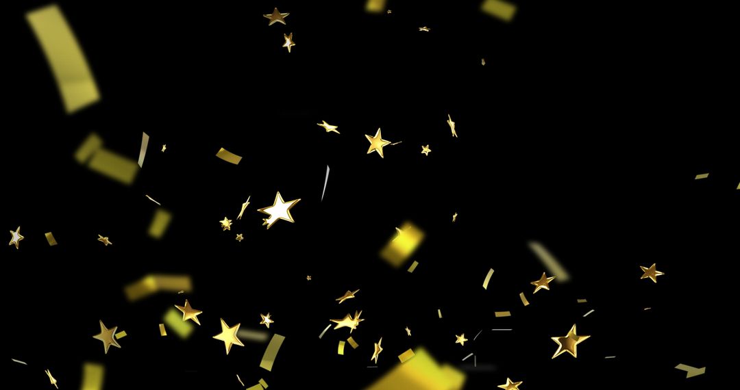 Floating Gold Stars with Confetti Celebration Scene - Free Images, Stock Photos and Pictures on Pikwizard.com