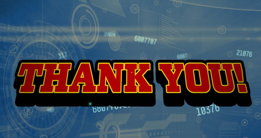 Thank You Text on Digital Data Background