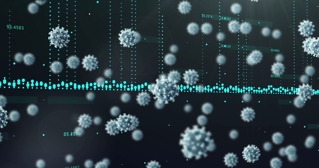 Covid-19 Cells and Financial Data on Dark Background