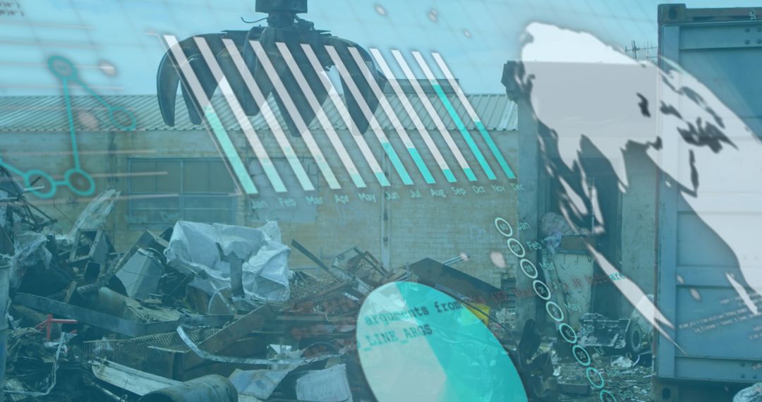 Industrial Crane with Digital Interface at Scrap Yard