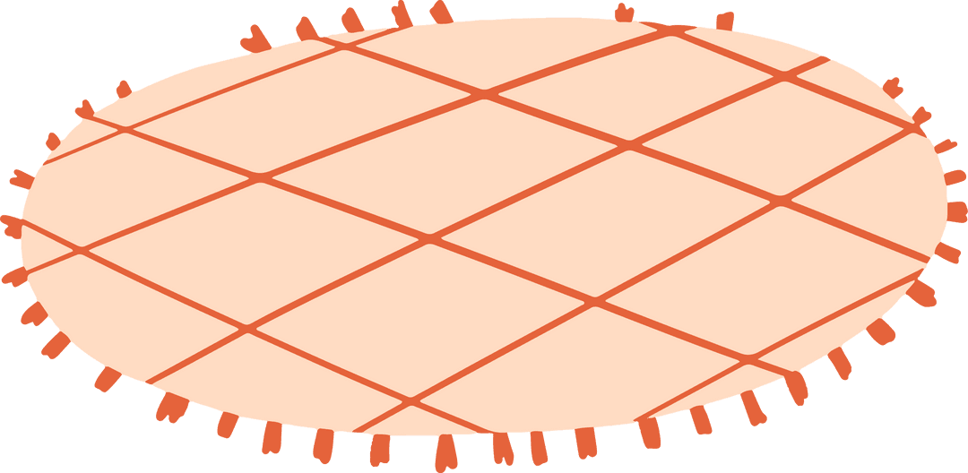 Circular Geometric Rug Illustration on Transparent Background