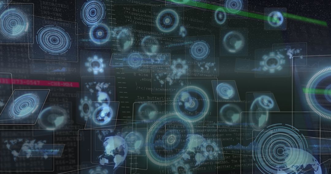 digital interface with circular scanners and data streams - Free Images, Stock Photos and Pictures on Pikwizard.com