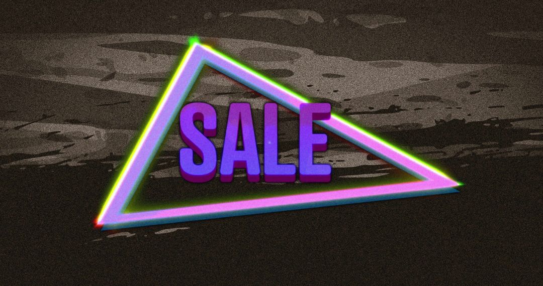 Retro Sale Neon Triangle Sign on Distressed Background