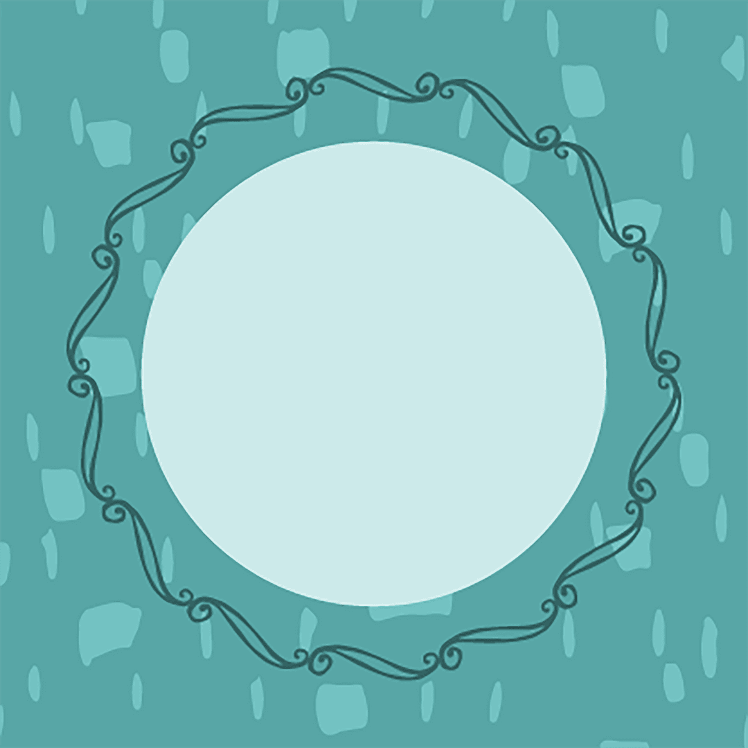 Blue Circle with Decorative Pattern on Transparent Background