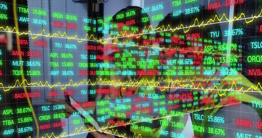 Businessmen Analyzing Stock Market Data on a Tablet