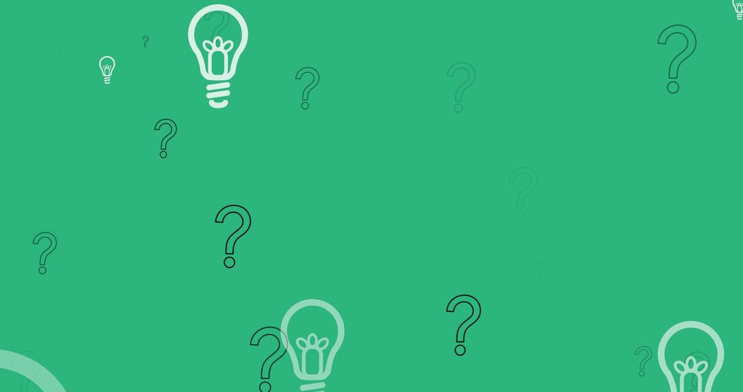 Lightbulb and Question Mark Icons on Green Digital Background
